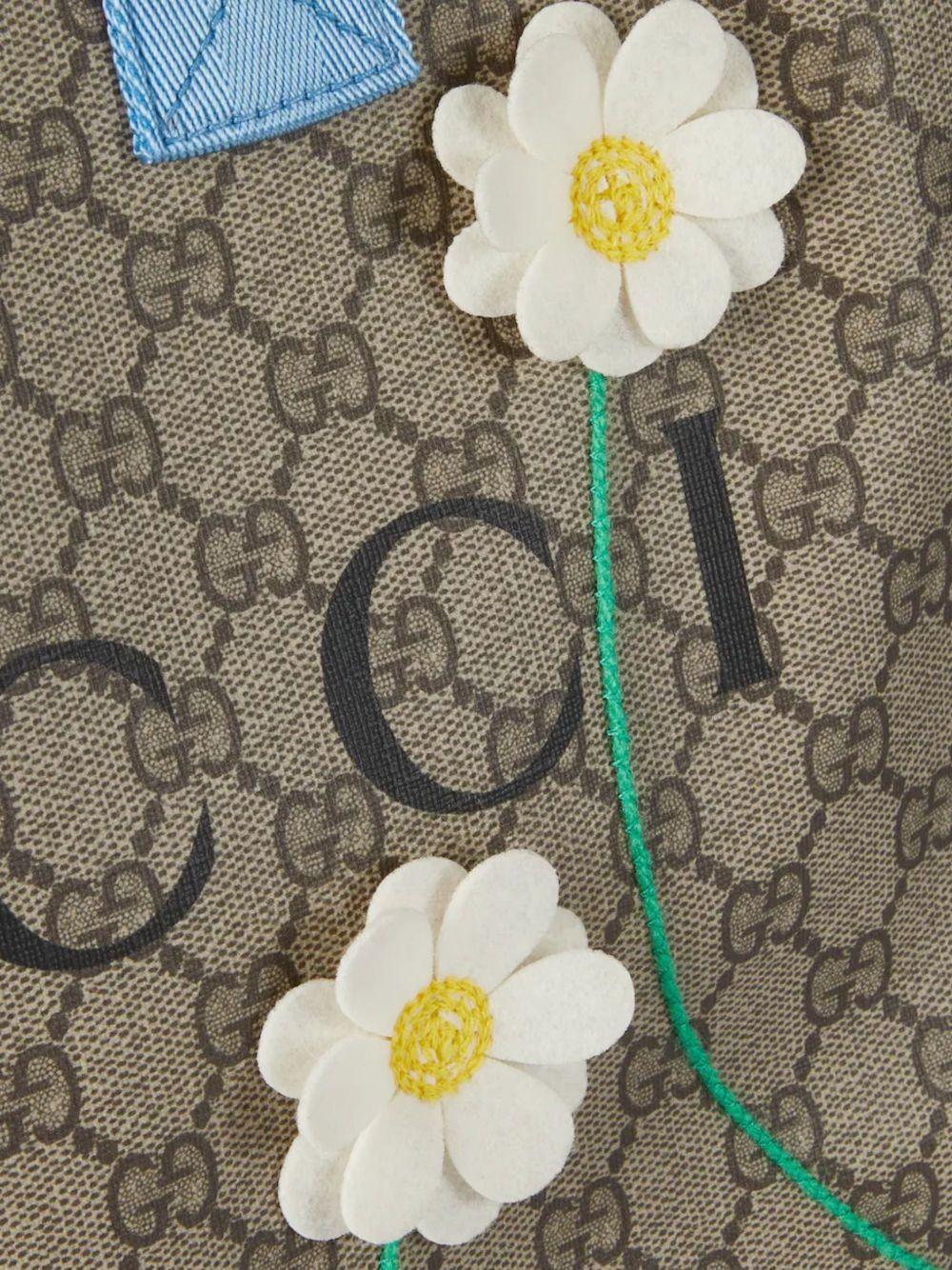Borsa tote Gucci Kids beige GG Supreme con applicazioni floreali 859795FAFQF 8592 GUCCI KIDS