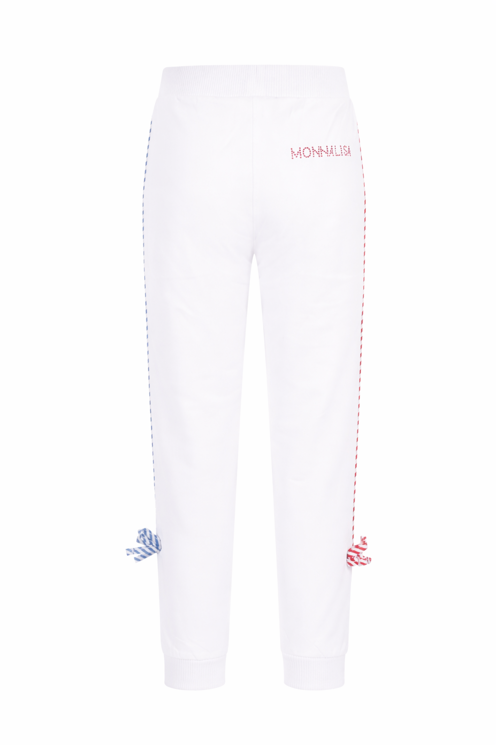 Pantaloni per bambina Monnalisa bianchi con nastro con logo 19G406 7012 0099 MONNALISA KIDS