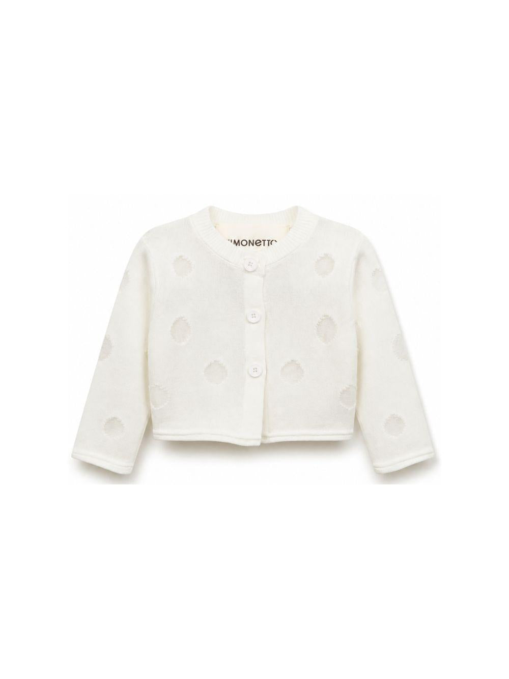 Cardigan per neonata Simonetta bianco con motivo a pois SY9000 X0252 101 SIMONETTA KIDS