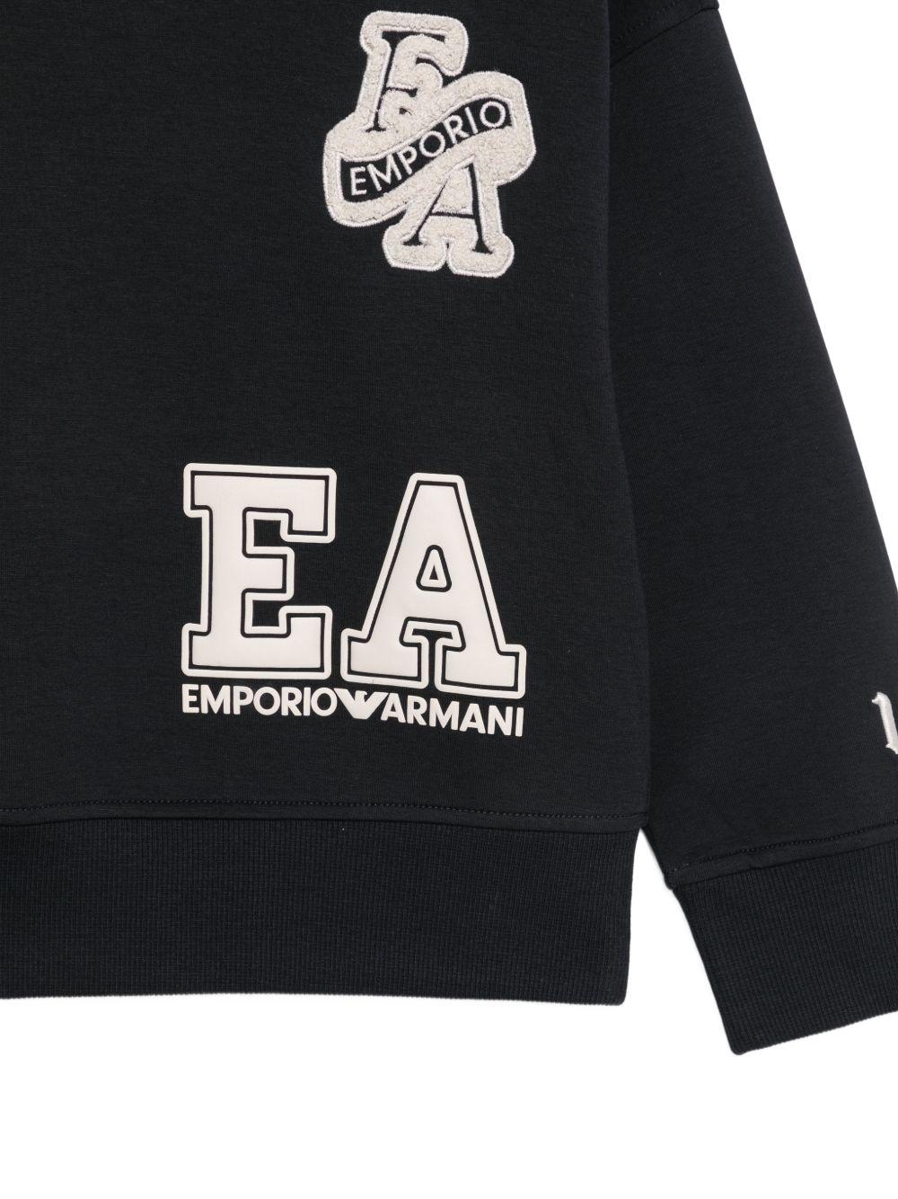 Felpa per bambino Emporio Armani Kids nera con patch logo EB001389 AF10126 UB118 EMPORIO ARMANI KIDS