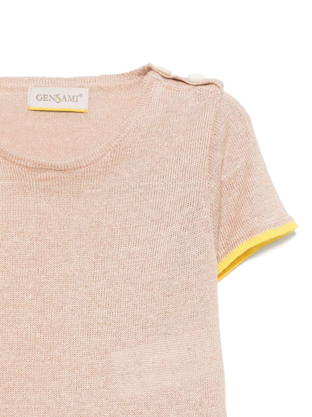 T-shirt per neonata Gensami kids marrone chiaro in maglia GIR01-B-SOFT GOLD BEIGE GENSAMI KIDS