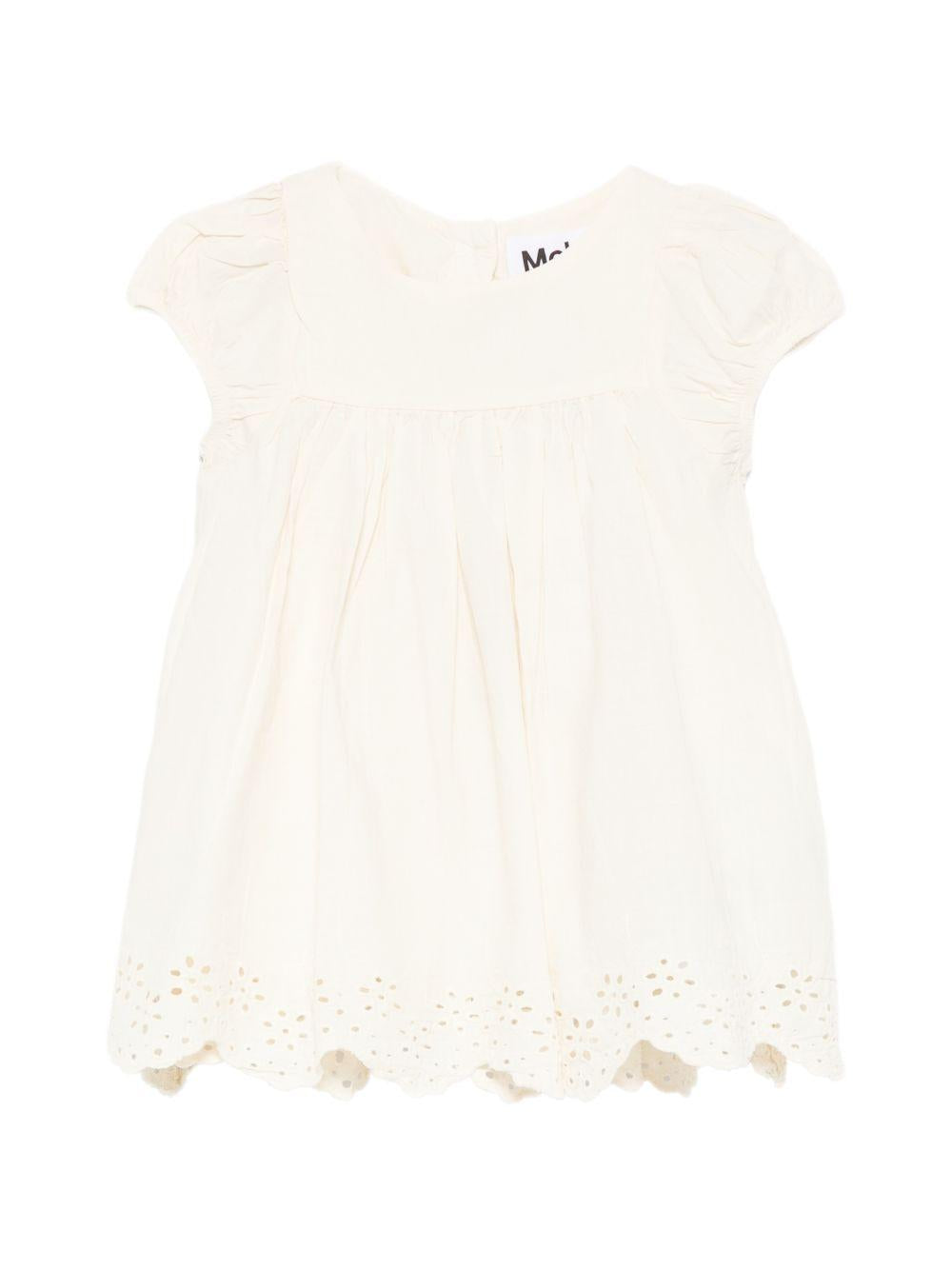 Abito Carmen per neonata Molo beige con dettagli ricamati 4S26E105 2444 MOLO