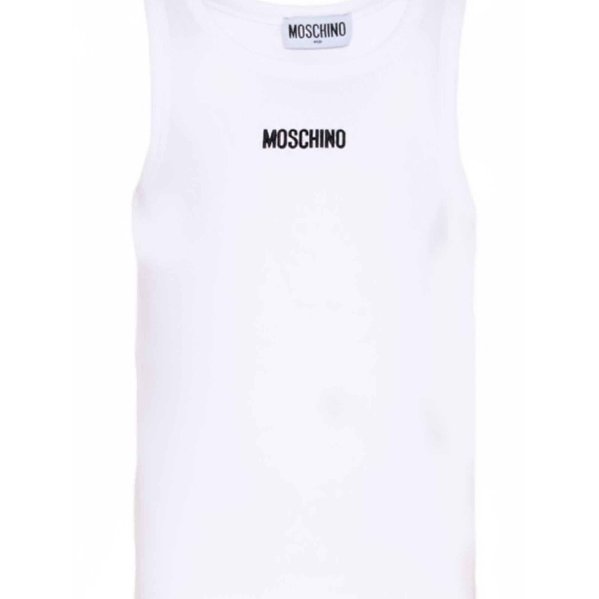 Canotta per bambina Moschino Kids bianca con logo sul davanti HAM06MLBA39 10101 MOSCHINO KIDS