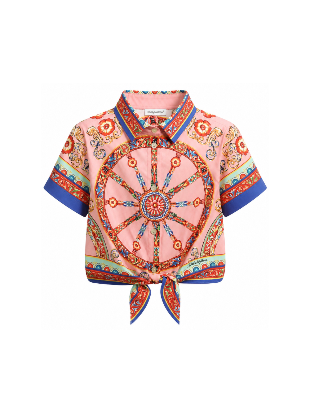 Camicia per bambina Dolce & Gabbana Kids rosa con stampa Carretto Siciliano L54S05 FI5O1 HF6CK DOLCE & GABBANA KIDS