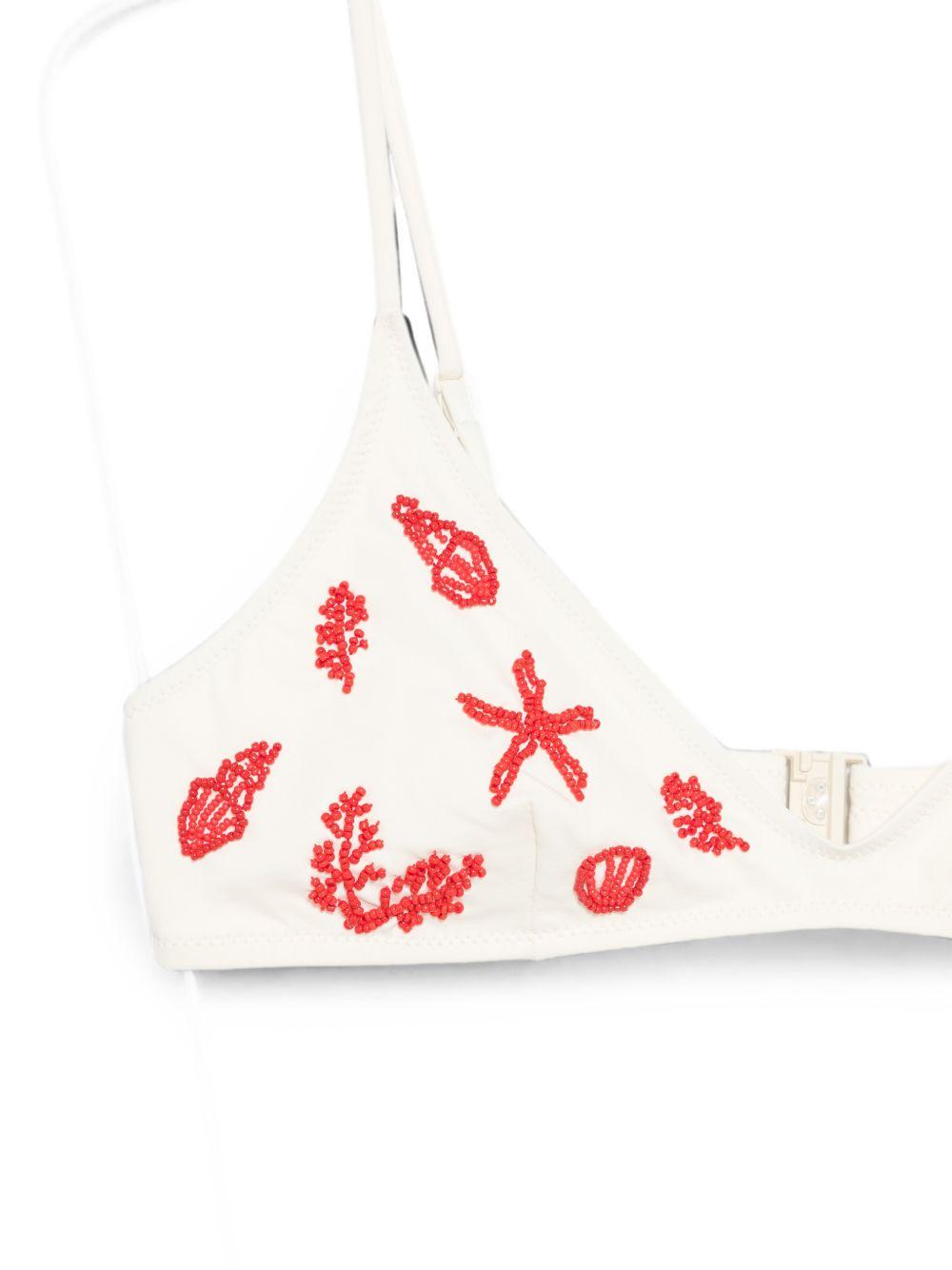 Bikini per donna MC2 Saint Barth bianco con motivi marini ricamati MRL0001 01068L MC2 ST. BARTH
