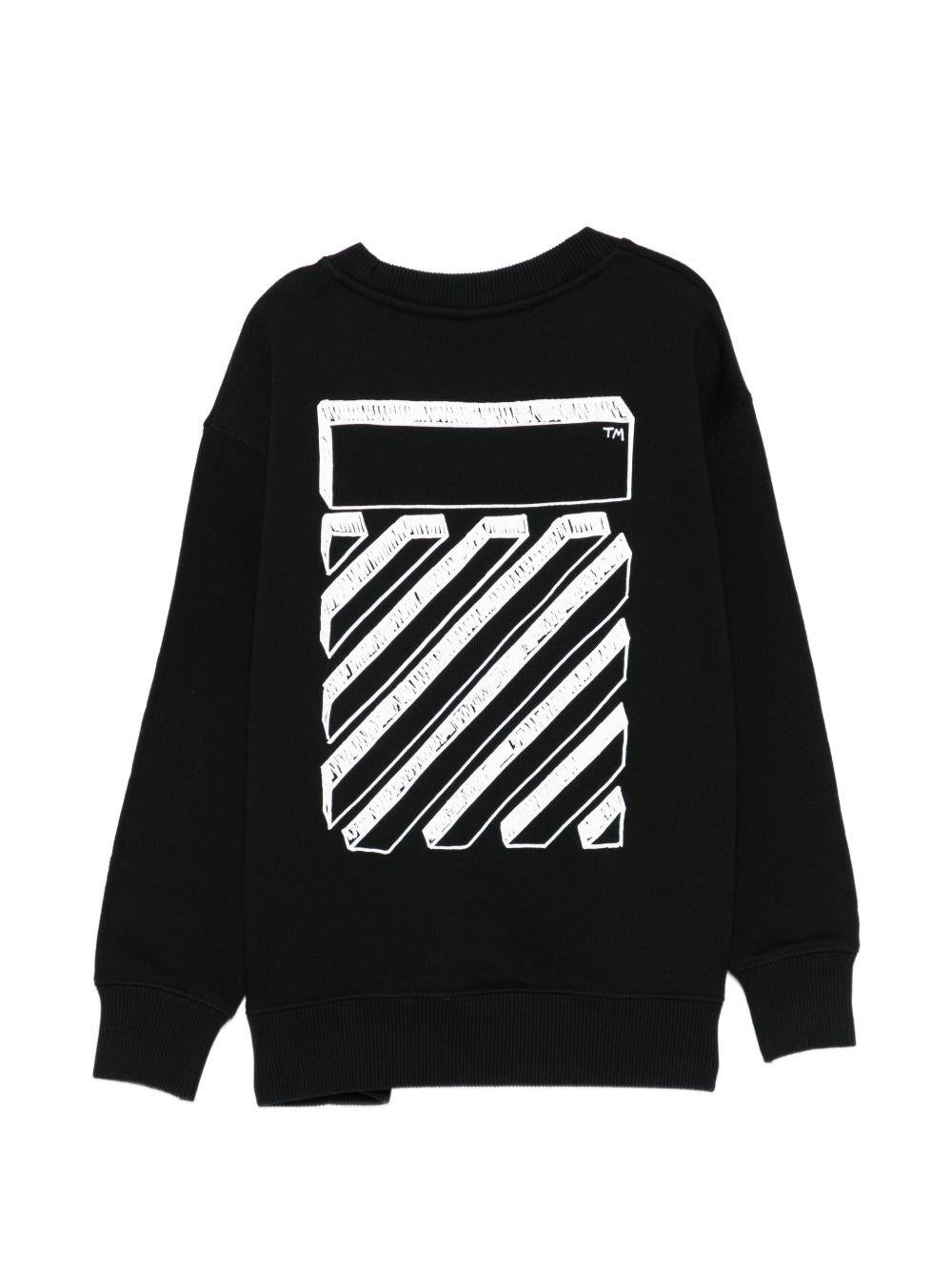 Felpa per bambino Off-White Kids nera con logo sul davanti 44BBA001S26F008 001 OFF WHITE KIDS