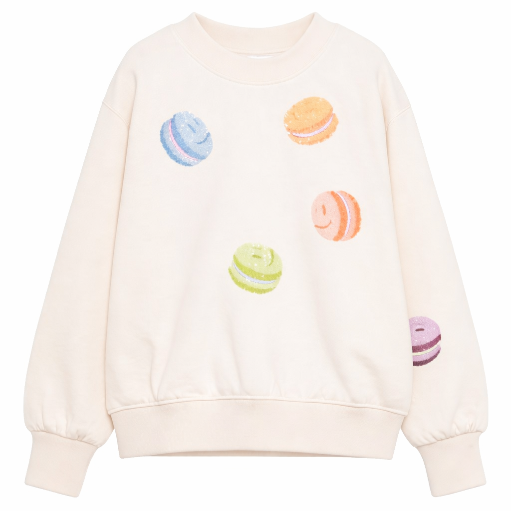 Felpa per bambina Molo beige decorata con macaron 2S26J210 9871 MOLO KIDS
