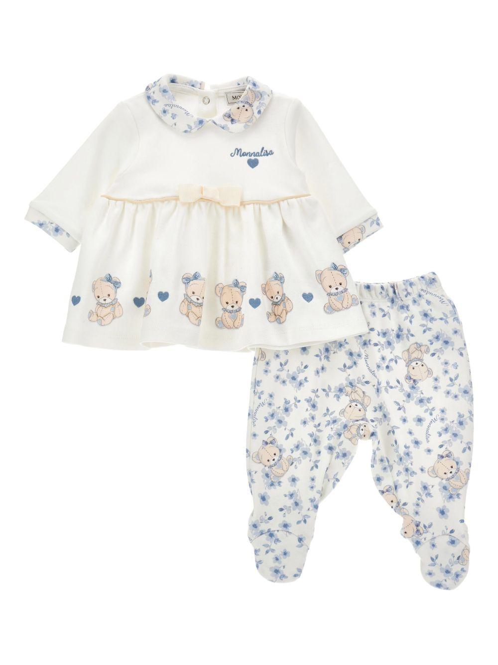 Set t-shirt e pantaloni per neonata Monnalisa multicolore con dettaglio fiocco 35F510 6000 0151 MONNALISA