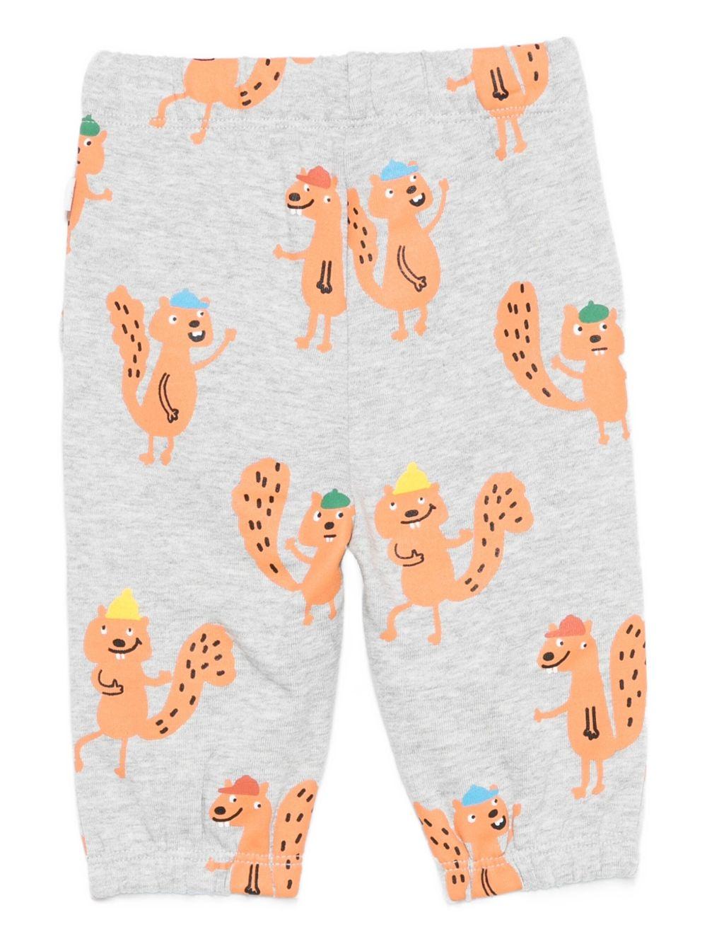 Pantaloni per neonato Stella McCartney Kids grigio con coulisse e stampa scoiattolo TX6570 Z3199 807MC STELLA McCARTNEY KIDS