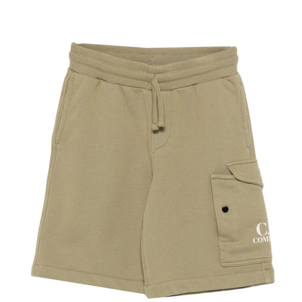 Shorts per bambino C.P. Company Kids verde con logo sul davanti CUQ00NLCA69 30915 C.P.COMPANY KIDS