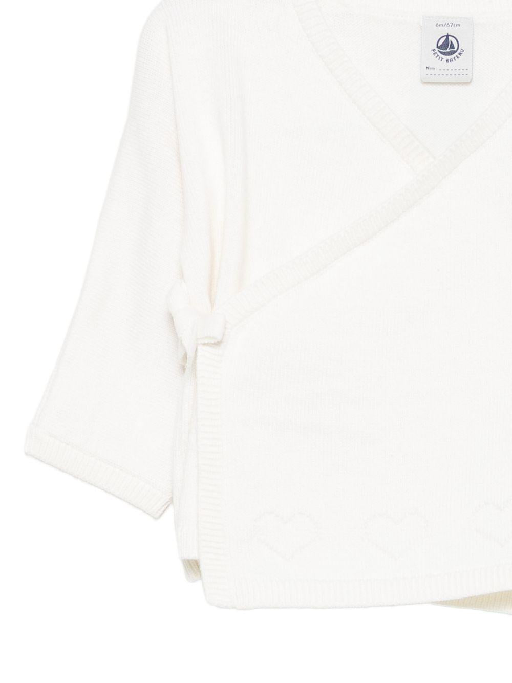 Cardigan per neonata Petit Bateau Kids bianco con ricamo cuori sul davanti A0GNS 03 PETIT BATEAU KIDS