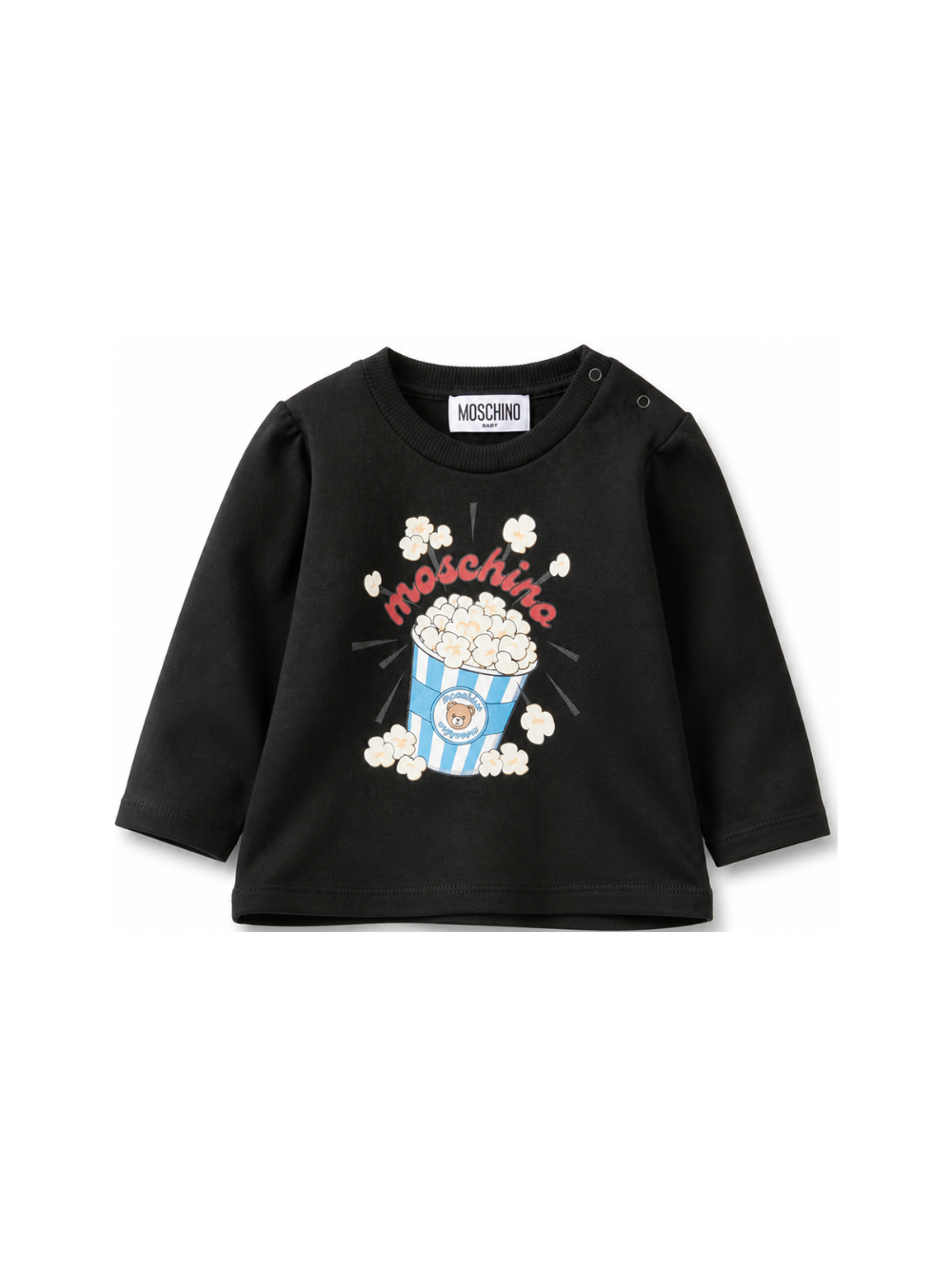 T-shirt per neonati Moschino Kids nera con stampa grafica sul davanti MUO01ELAA10 60100 MOSCHINO KIDS