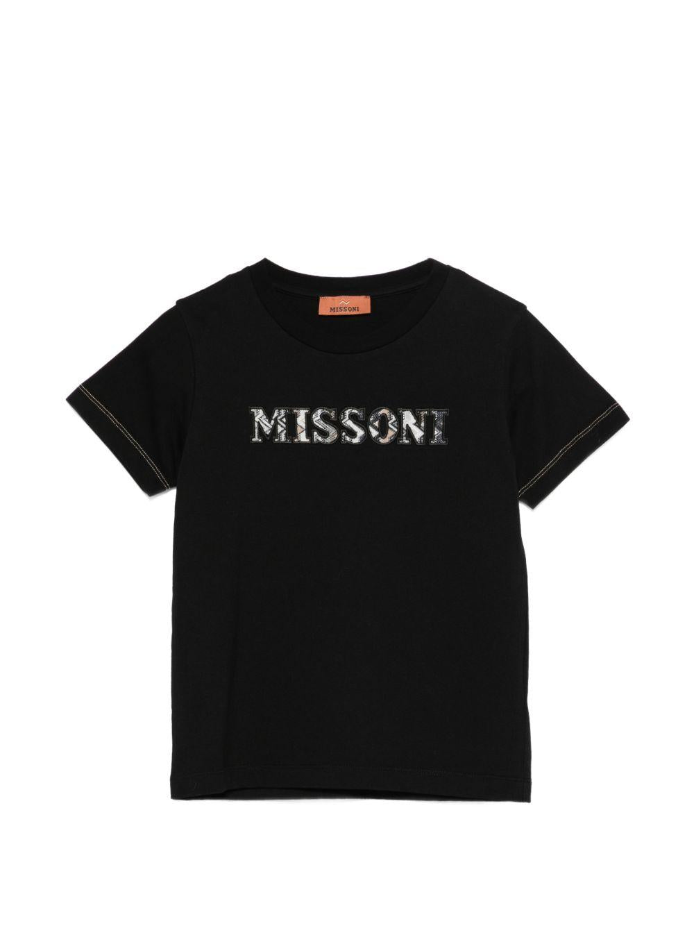 T-shirt per bambino Missoni Kids nera con logo sul davanti MY8P51 Z3672 930 MISSONI KIDS