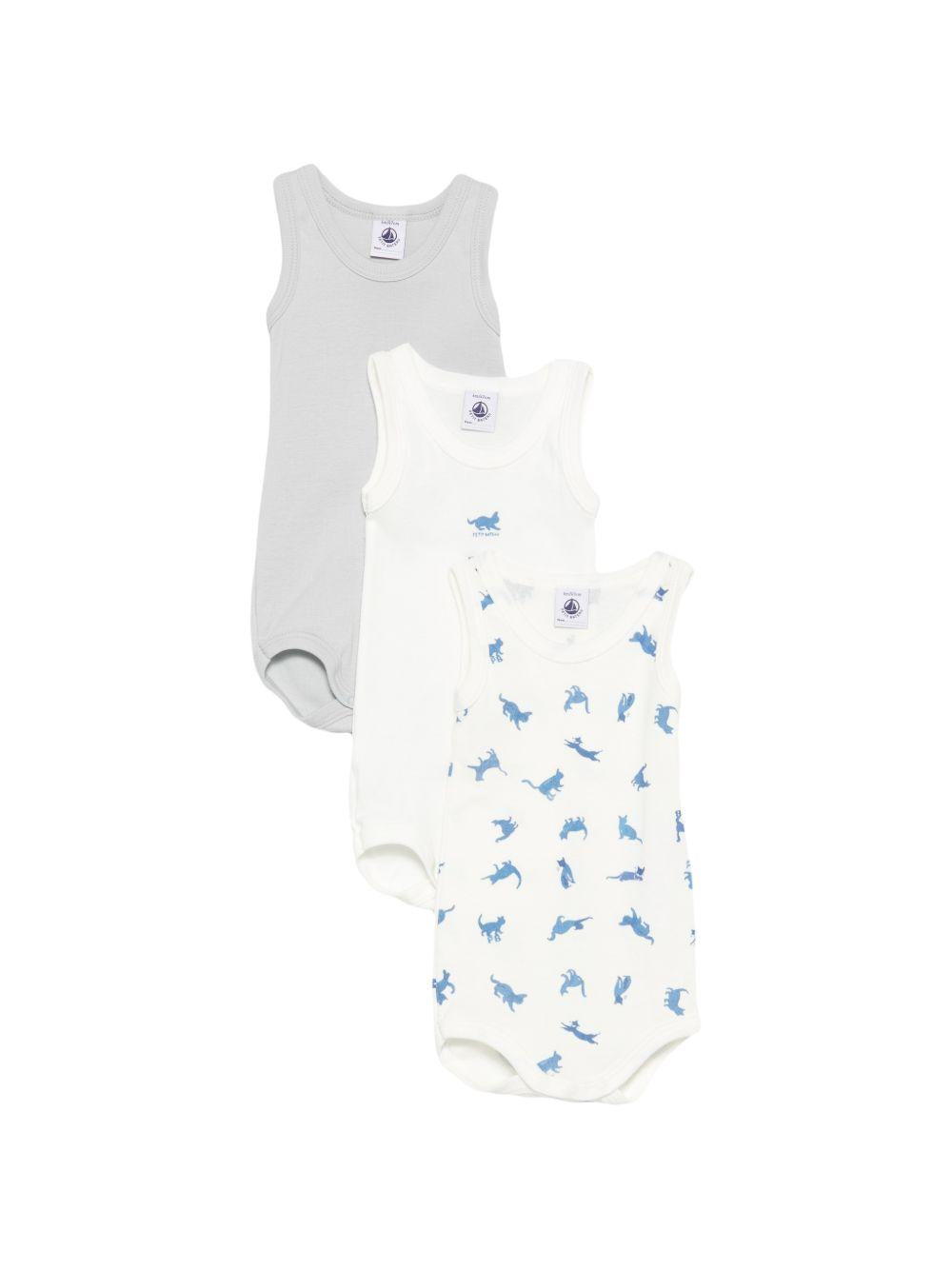 Set tre body per neonato Petit Bateau multicolore senza maniche A0FSO 00 PETIT BATEAU