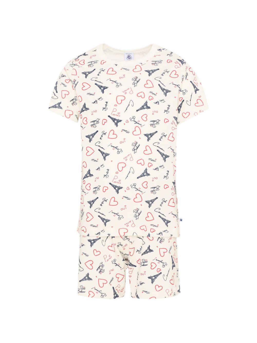 Pigiama per bambina Petit Bateau bianco opaco con motivo a cuore A0FV8 01 PETIT BATEAU KIDS