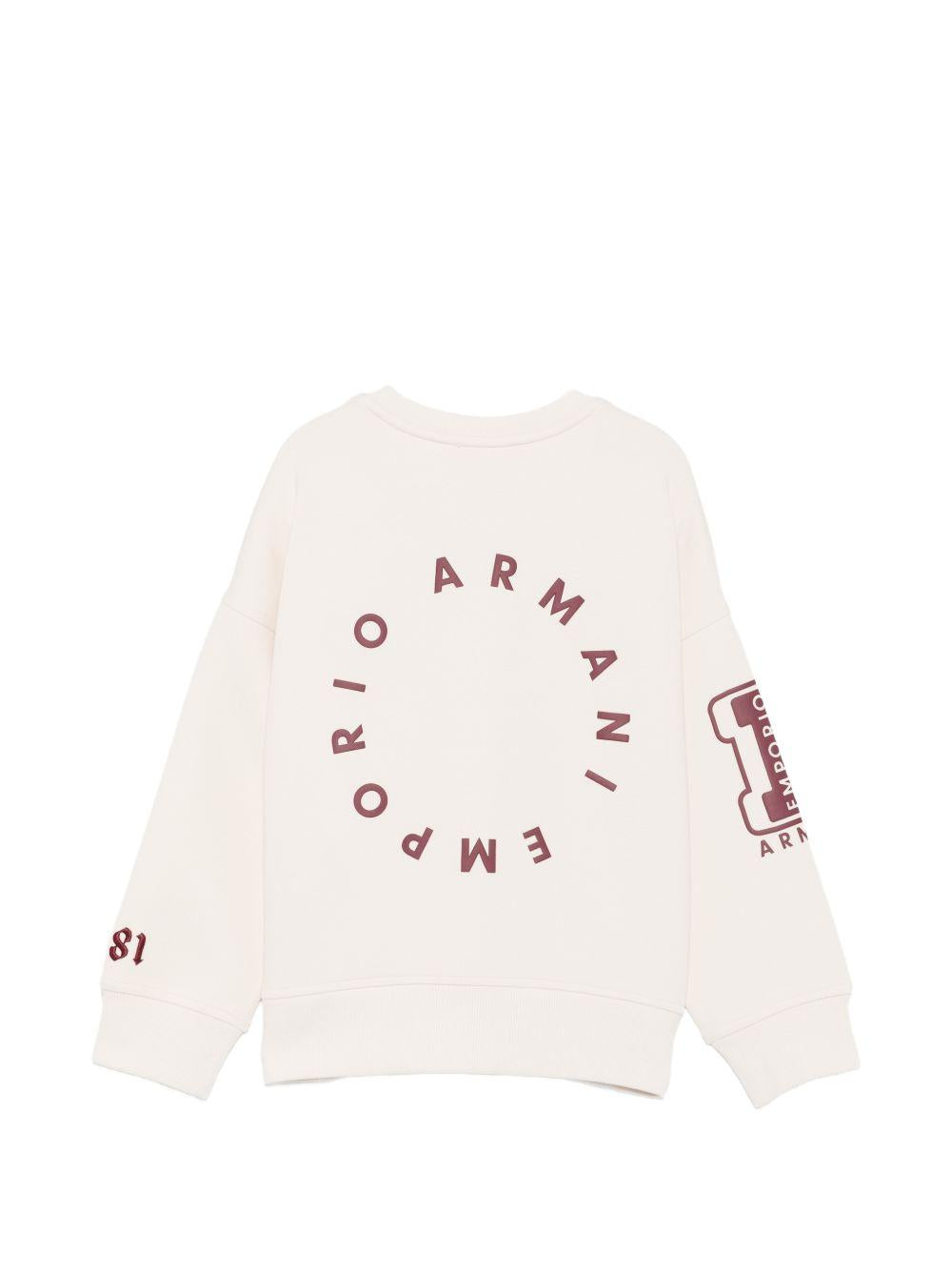 Felpa per bambino Emporio Armani Kids bianco sporco con stampa logo sul retro EB001389 AF10126 U1009 EMPORIO ARMANI KIDS