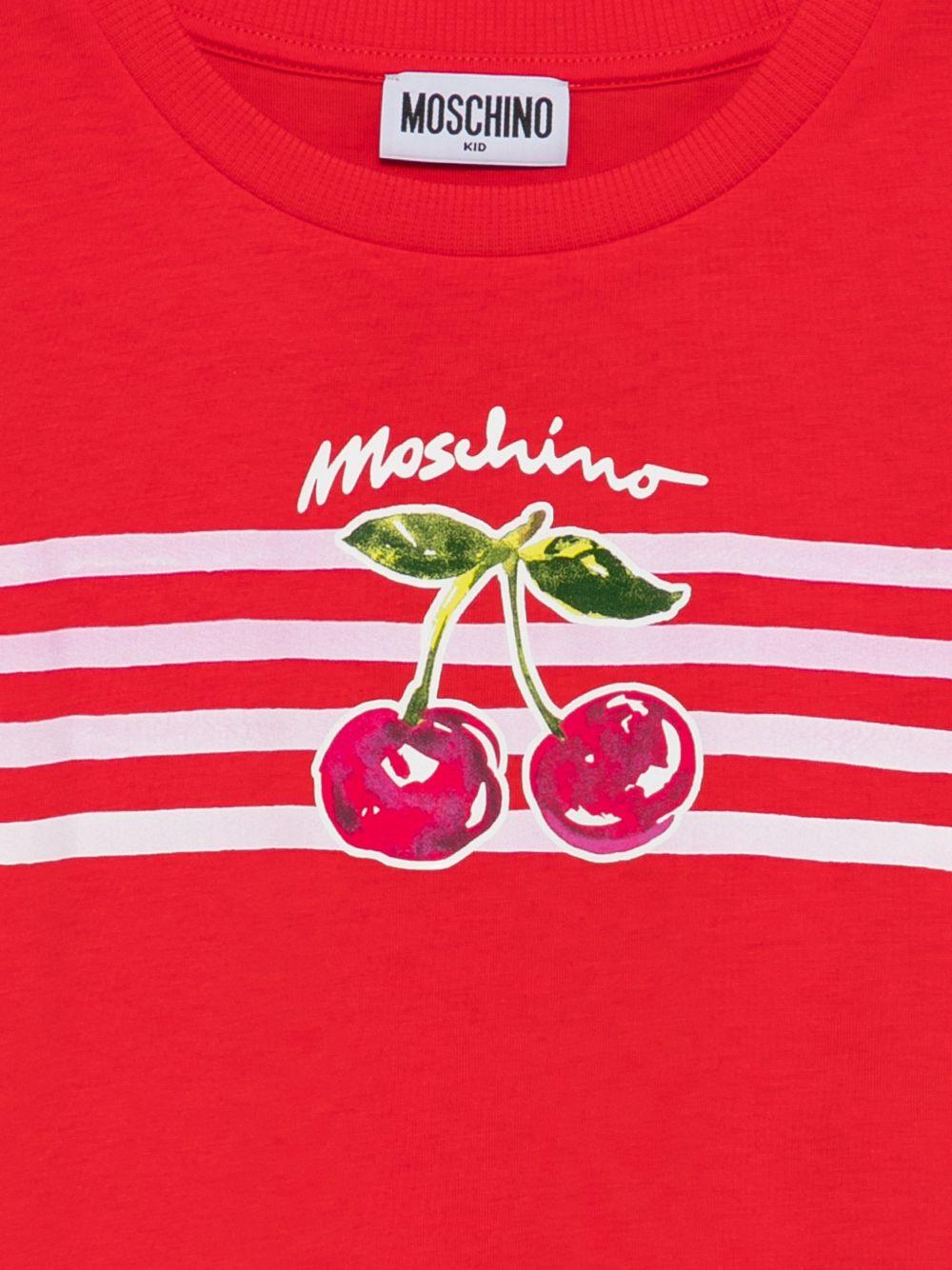 T-shirt per bambina Moschino Kids rossa con stampa ciliegie HDM06YLAA02 50109 MOSCHINO KIDS