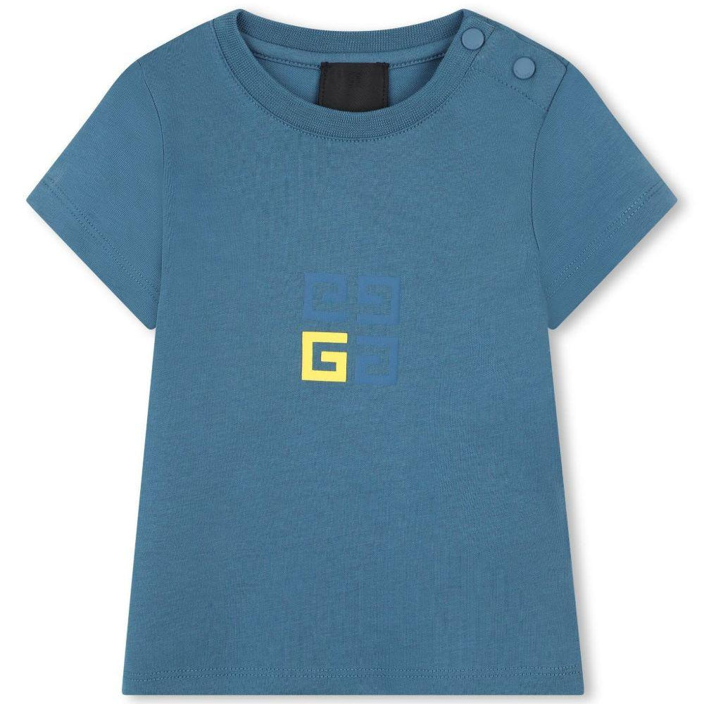 T-shirt per neonato Givenchy Kids blu con chiusura laterale con abbottonatura H30645 80V GIVENCHY KIDS