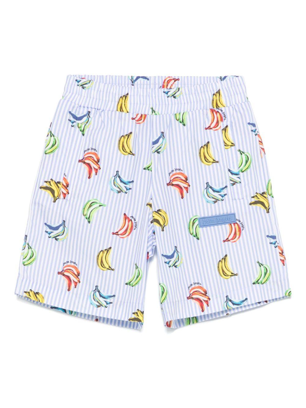 Costume con stampa banana per bambino Palm Angels Kids azzurro con motivo gessato PBCB006S25FAB003 4142 PALM ANGELS KIDS