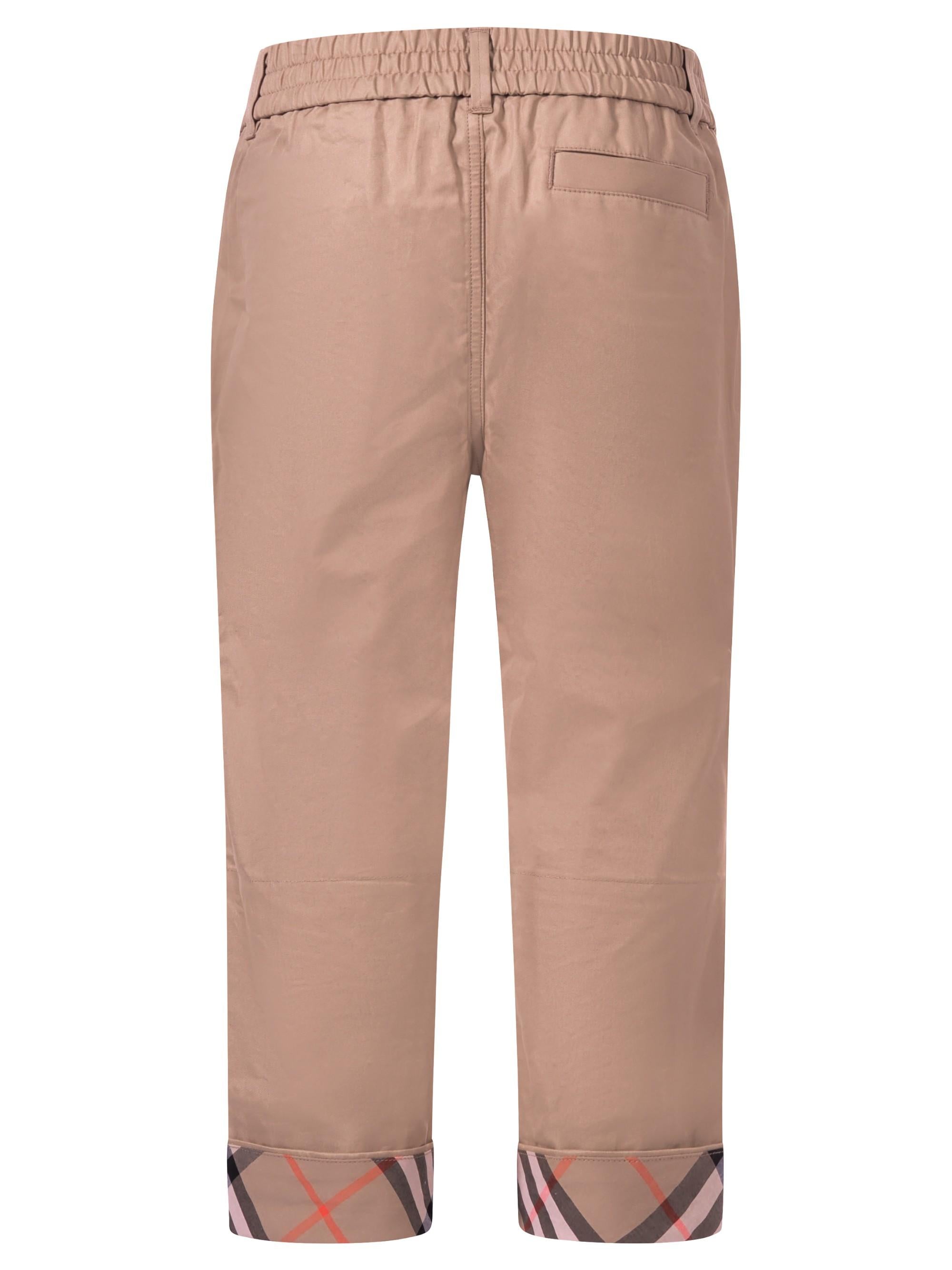 Pantaloni per bambino Burberry Kids beige con finiture con caratteristico motivo Vintage Check 8117169 B9719 BURBERRY KIDS