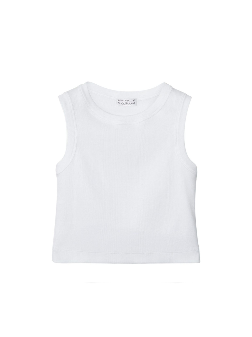 Canotta crop per bambina Brunello Cucinelli Kids bianco con scollo rotondo B0R41T852 C159 BRUNELLO CUCINELLI KIDS