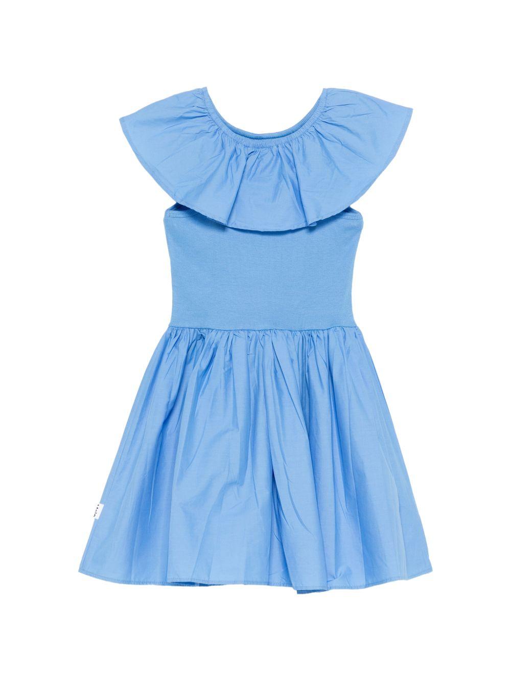 Abito Christal per bambina Molo azzurro con ruches 2S26E105 5649 MOLO KIDS