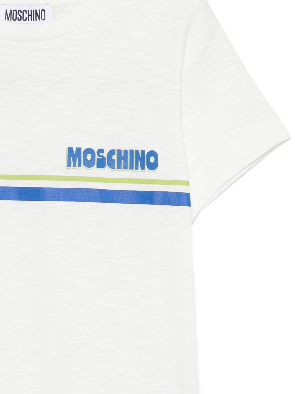 T-shirt per bambino Moschino Kids bianca con logo sul davanti HVM058LAA52 10063 MOSCHINO KIDS