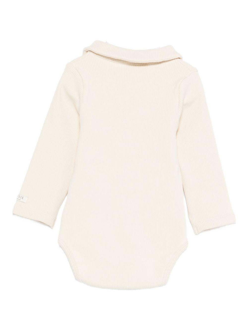 Tutina per neonati Donsje beige con ricamo biscotto sul davanti 3042501 00004 DONSJE