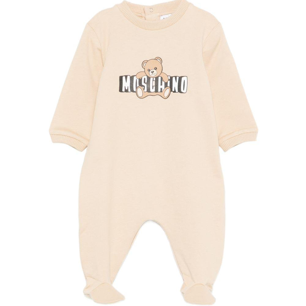 Tutina per neonato Moschino Kids beige con stampa grafica orsetto MUT04PLCA19 20829 MOSCHINO KIDS