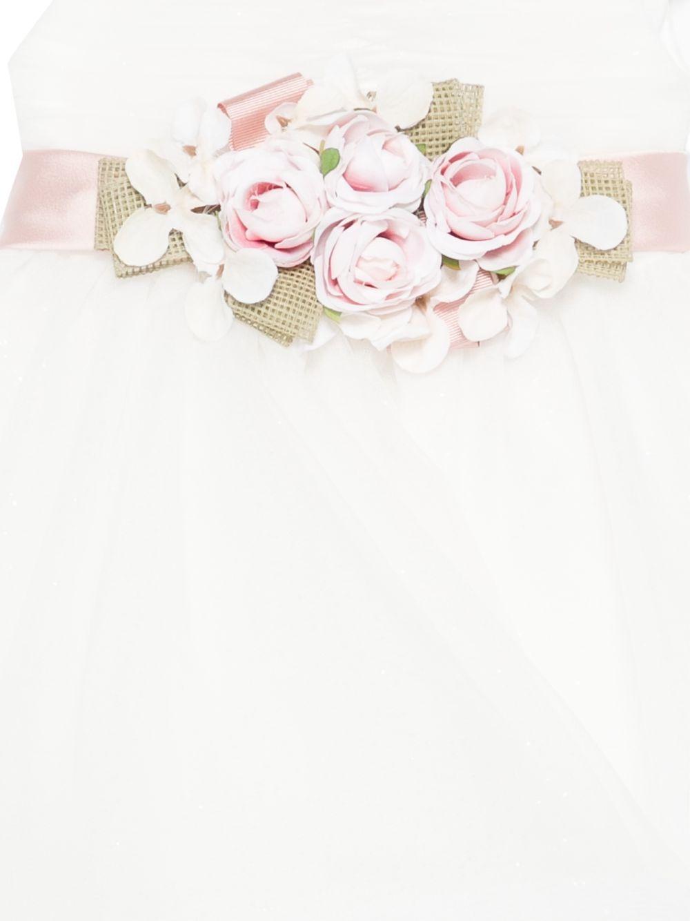 Abito per neonata Colorichiari bianco con dettagli floreali FN108229 4872 1582 COLORICHIARI