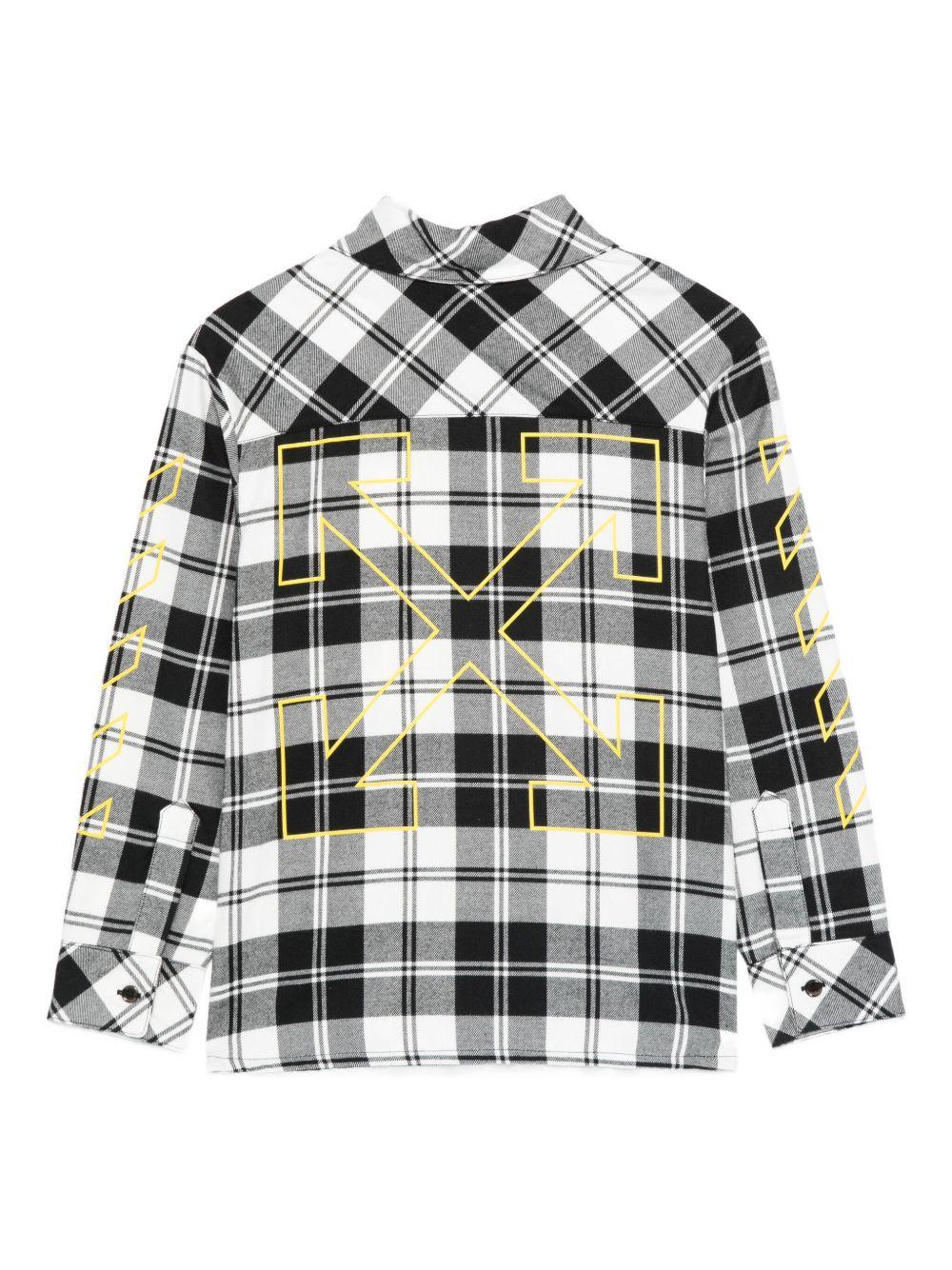 Camicia per bambino Off-White Kids bianco e nero con motivo a quadri OBGA001F25FAB001 1018 OFF WHITE KIDS
