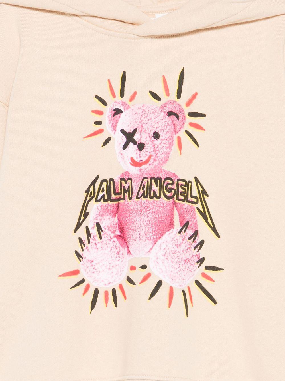 Felpa per bambina Palm Angels Kids beige con stampa Teddy e cappuccio PGBB015F25FLE003 613B PALM ANGELS KIDS