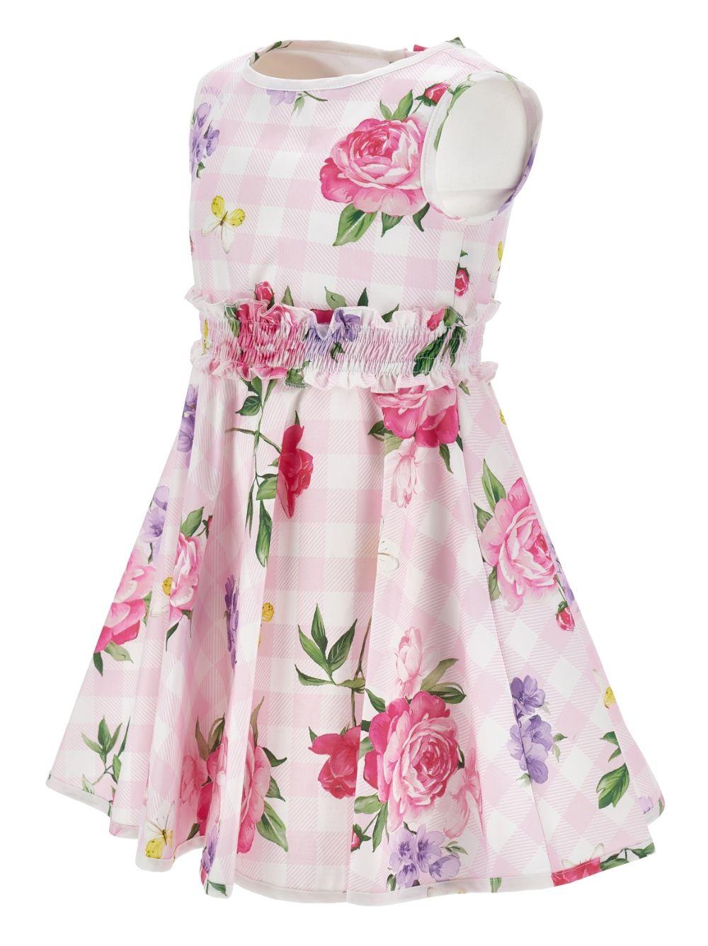 Abito per bambina Monnalisa bianco e rosa con motivo a quadretti 11G908 7621 0090 MONNALISA