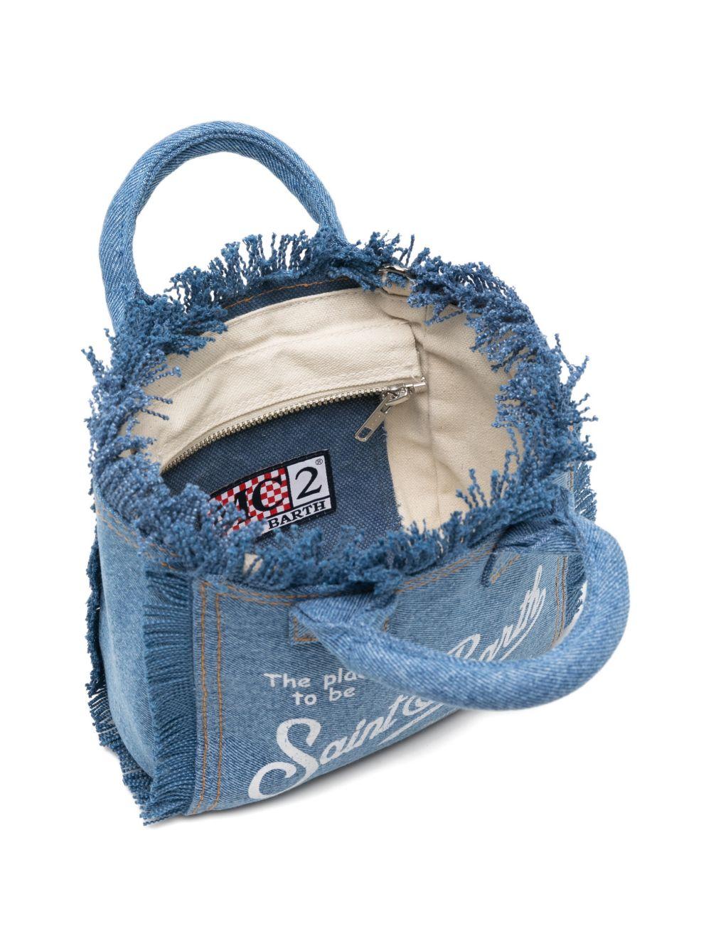 Borsa Vanity Mini MC2 Saint Barth denim con dettaglio frange VAMI001 00009L MC2 ST. BARTH KIDS