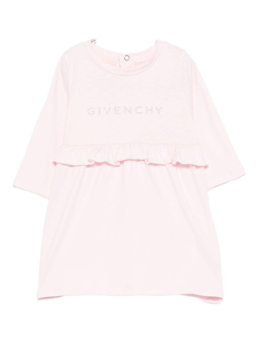 Abito per neonata Givenchy Kids rosa con chiusura posteriore con bottoni automatici H30899 44Z GIVENCHY KIDS