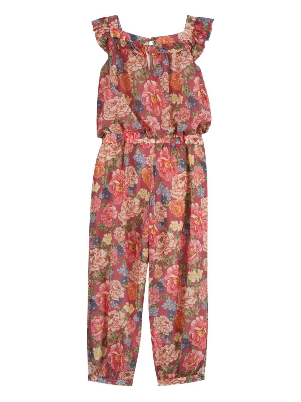 Tutina per bambina Chloè Kids rosso con stampa a fiori all-over C20825 46Y CHLOE' KIDS