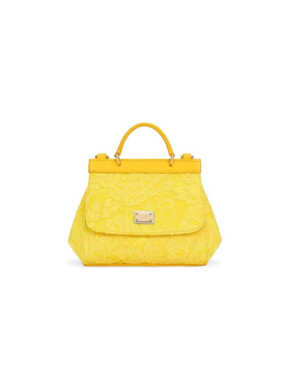 Borsa tote per bambina Dolce & Gabbana Kids gialla con placca logo sul davanti EB0003 AB011 80210 DOLCE & GABBANA KIDS