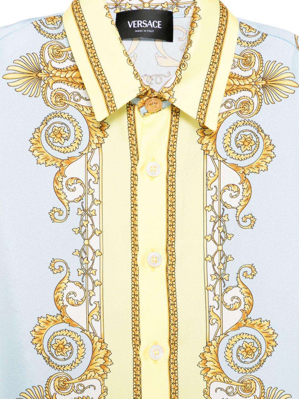 Camicia per bambino Versace Kids azzurra con motivo barocco 10182601A17228 5Y580 VERSACE KIDS