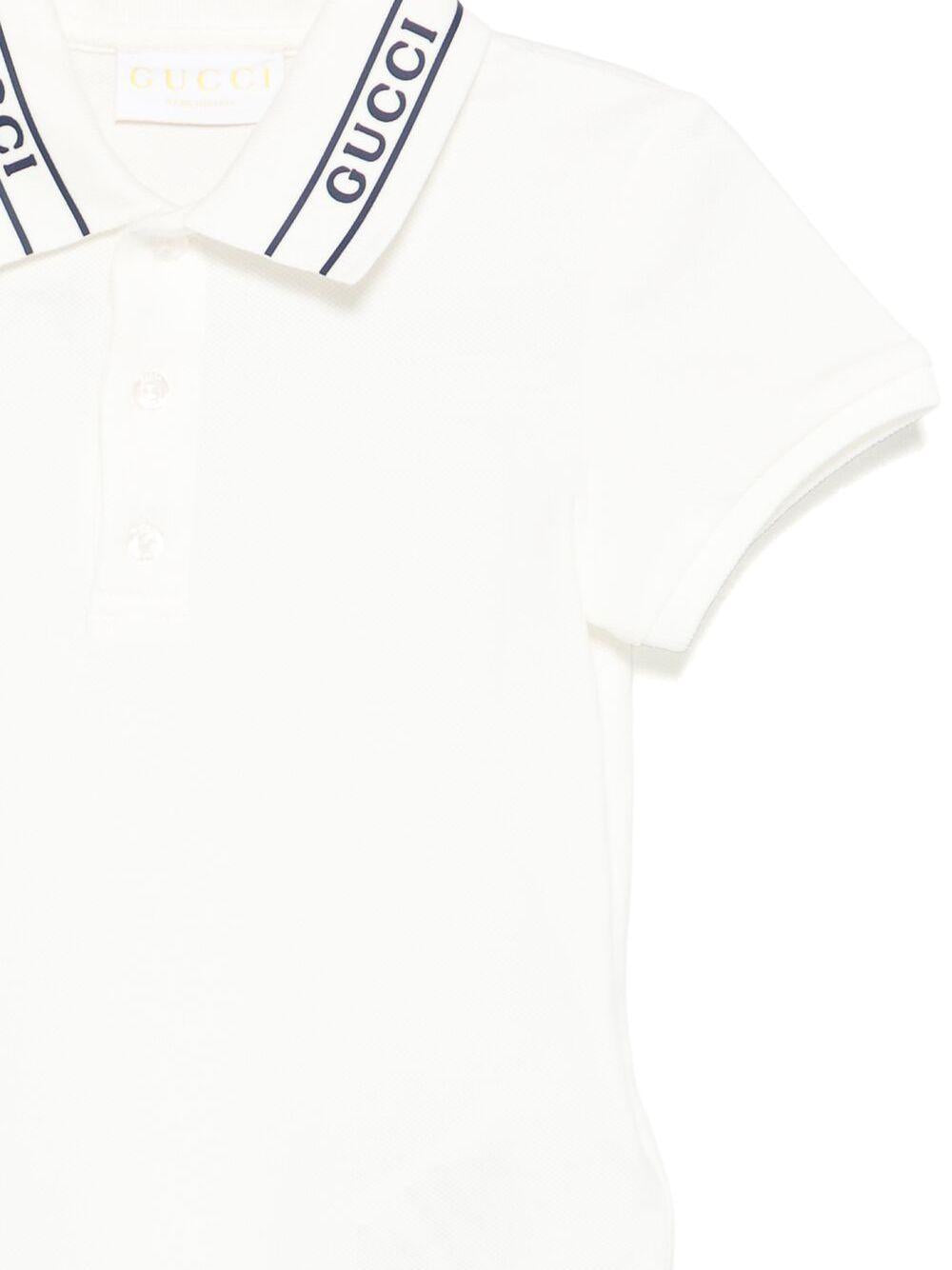 T-shirt per neonato Gucci Kids bianca con logo sul colletto 805415XJHNL 9024 GUCCI KIDS