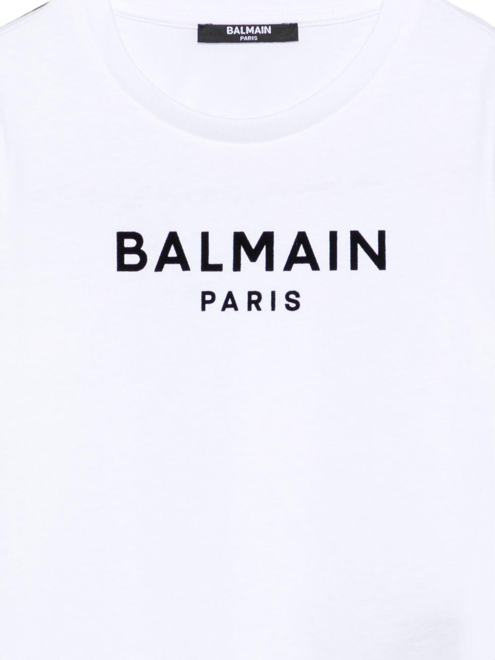 T-shirt per bambino Balmain Kids bianca con dettaglio logo sul davanti BZ8I20 Z3672 100NE BALMAIN KIDS