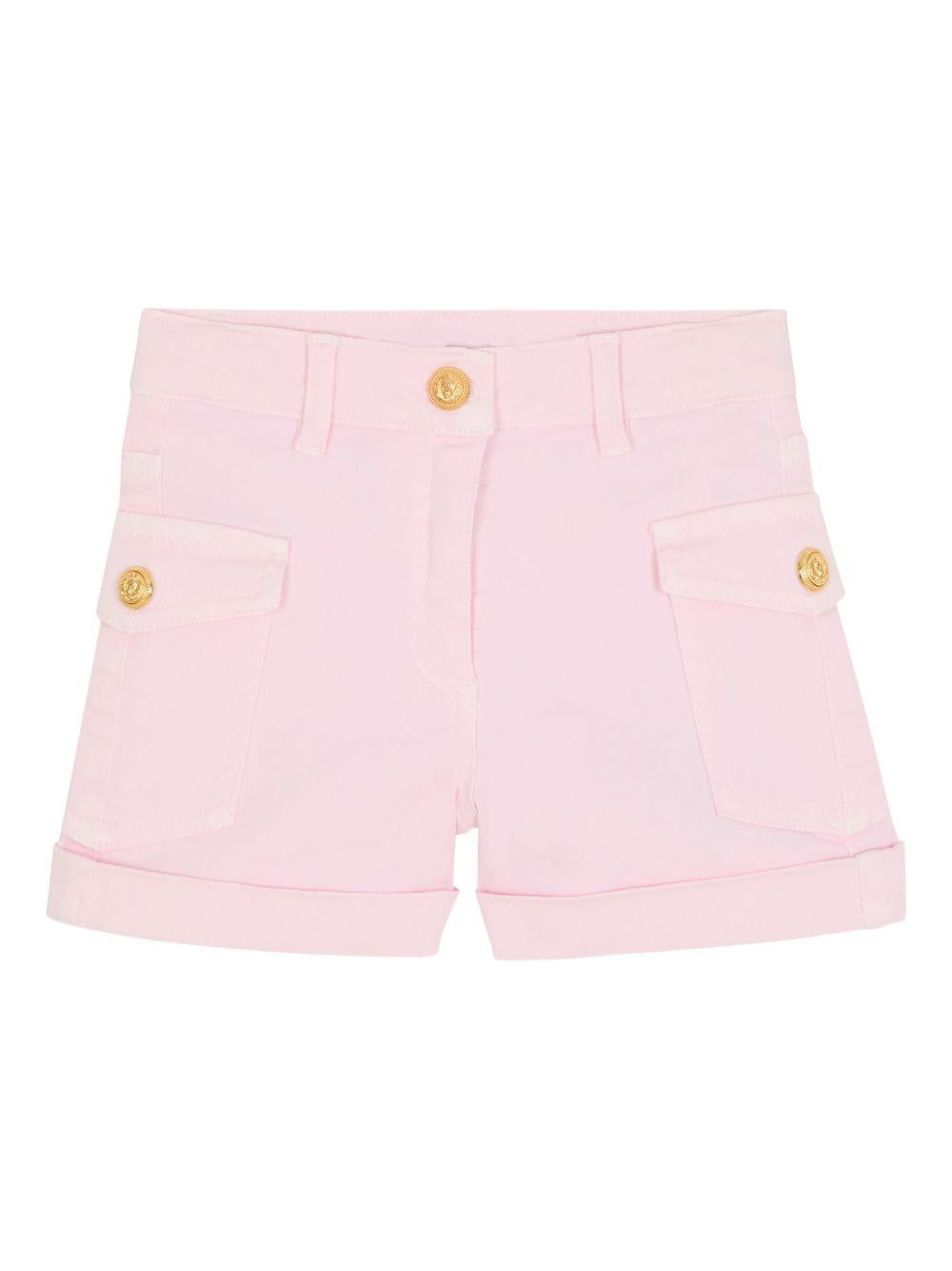 Shorts per bambina Balmain Kids rosa con bottoni color oro BY6A69 Z3702 51E BALMAIN KIDS