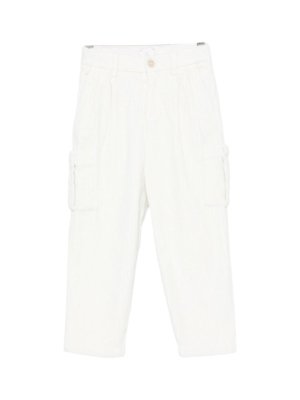 Pantaloni cargo per bambino Eleventy Kids bianchi con chiusura frontale con bottoni EX6P30 V0162 109 ELEVENTY KIDS