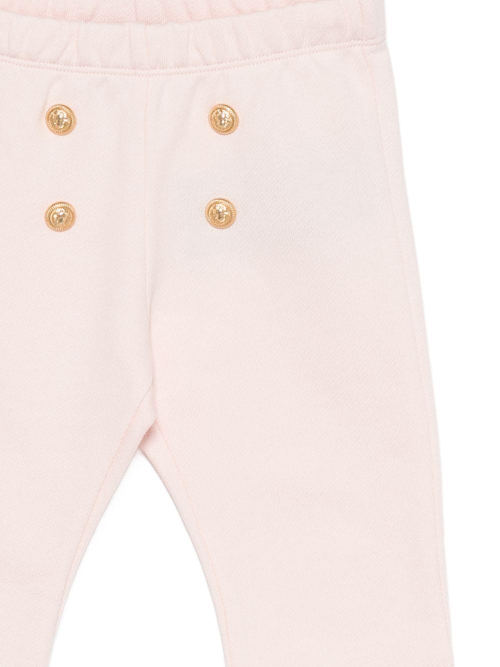 Leggings per neonata Balmain Kids rosa con bottoni color oro BZ6020 Z3183 508OR BALMAIN KIDS