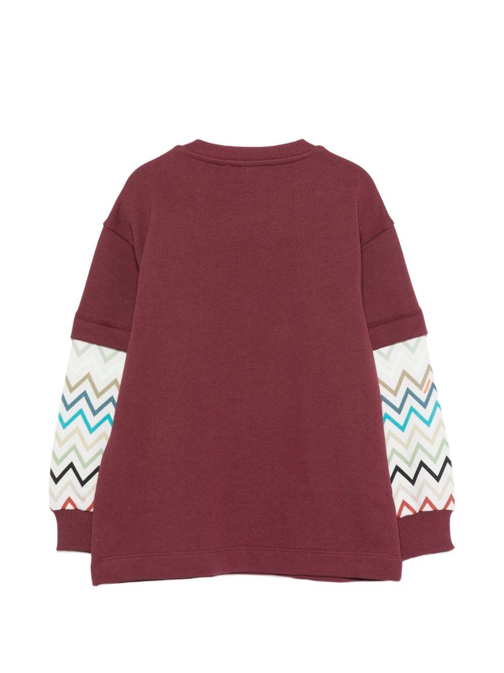 Felpa per bambino Missoni Kids bordeaux con maniche a contrasto MZ4H30 Z3183 530 MISSONI KIDS