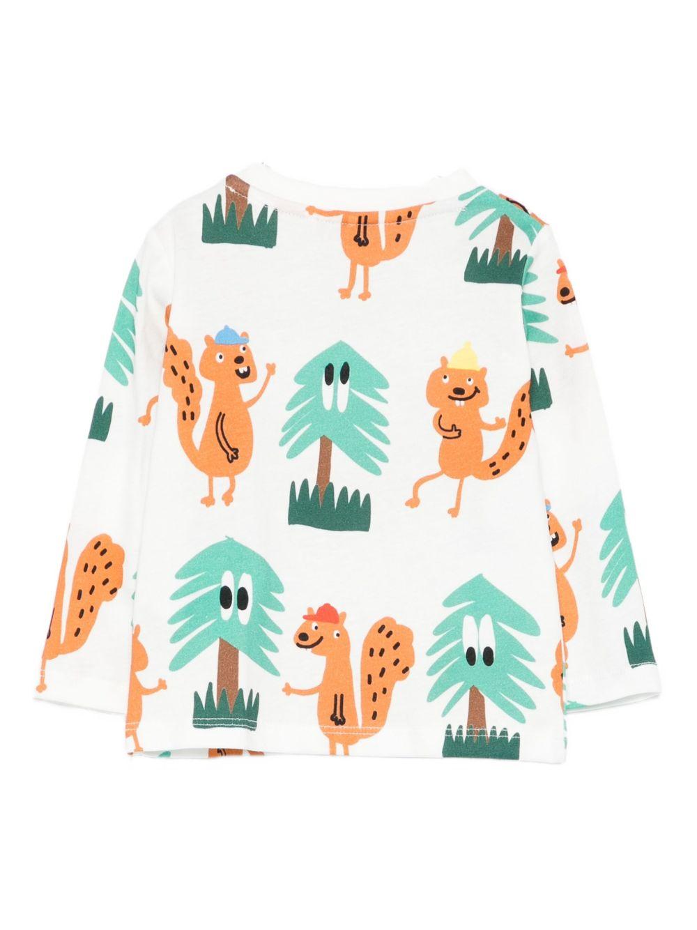 T-shirt per neonato Stella McCartney Kids bianco con stampa scoiattolo TX8640 Z3151 101MC STELLA McCARTNEY KIDS