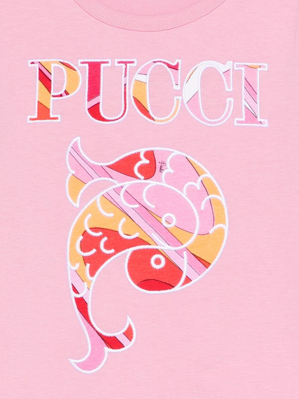 T-shirt per bambina Emilio Pucci Junior rosa con stampa grafica PY8A01 Z3672 552AR EMILIO PUCCI KIDS