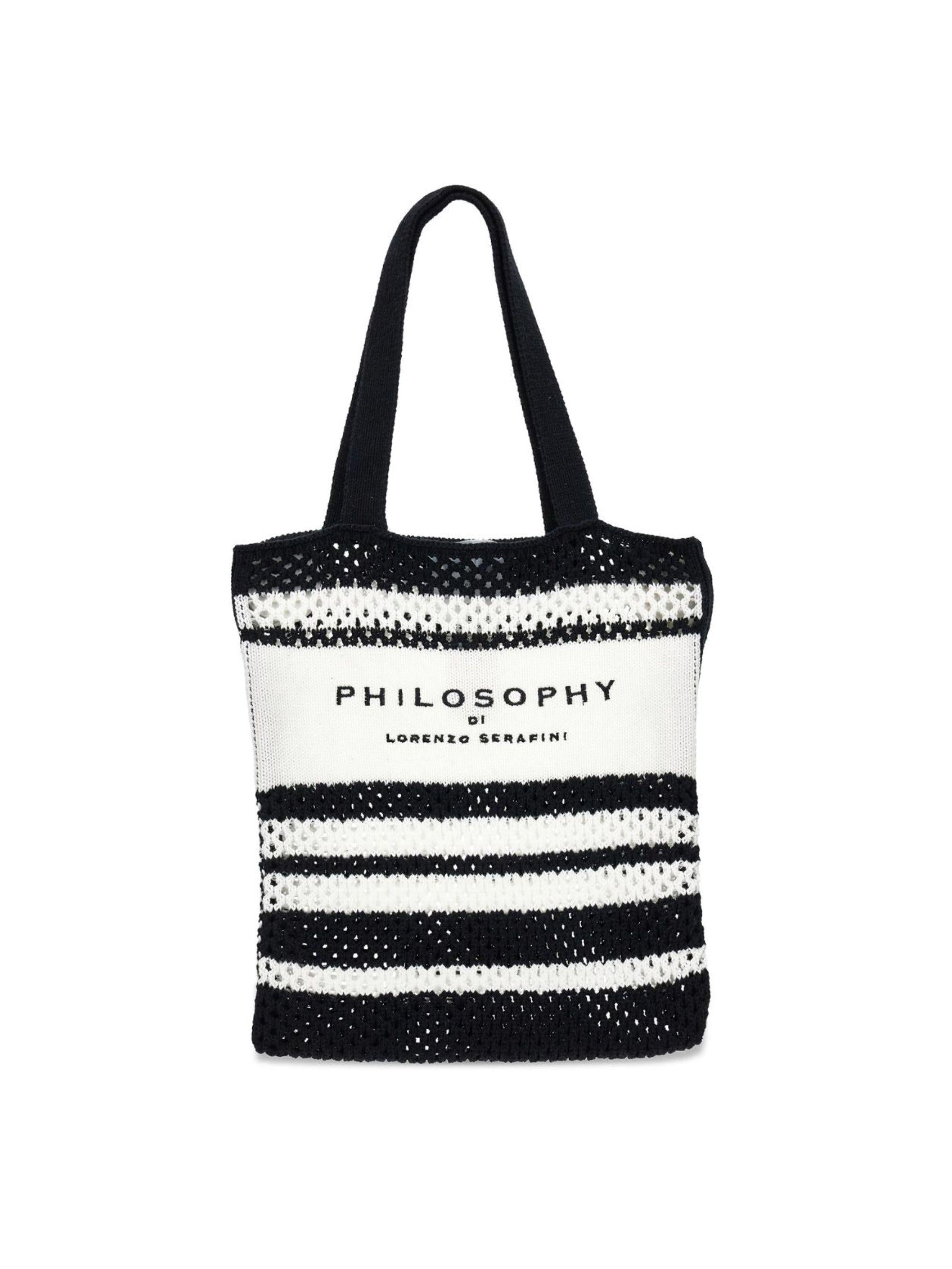Borsa tote per bambina Philosophy di Lorenzo Serafini Kids nera con logo sul davanti I9G002 7030 0150 PHILOSOPHY KIDS