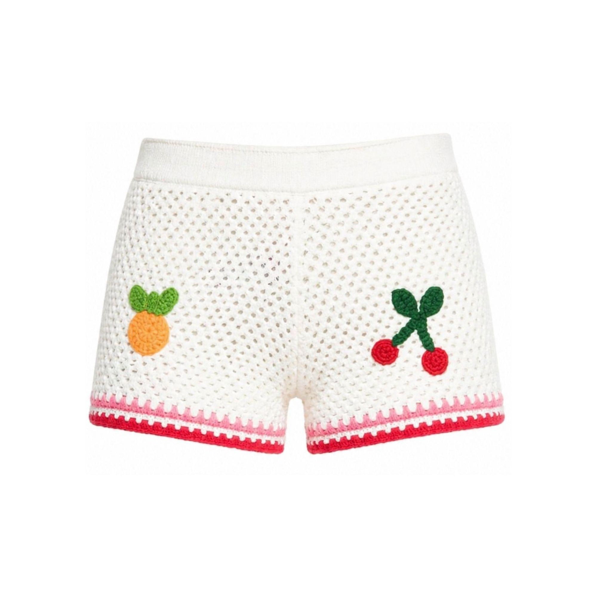 Shorts per bambina MC2 Saint Barth Kids bianchi con ricami frutta YVT0002 00264L MC2 ST. BARTH KIDS