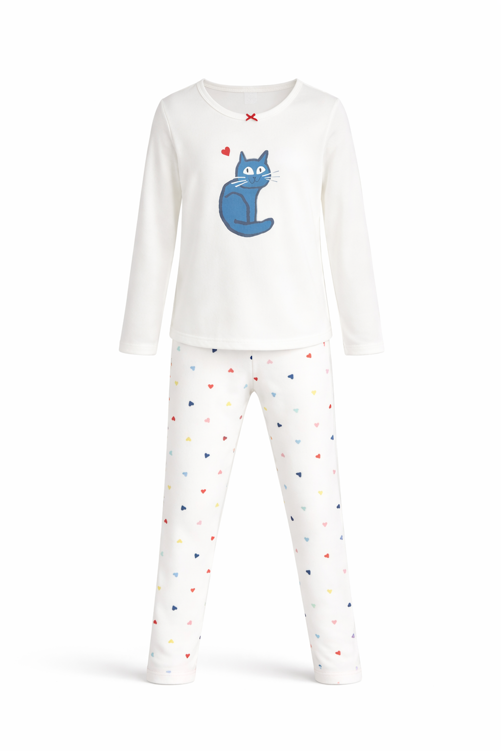 Pigiama per bambina Petit Bateau bianco con stampa gatto A0FBT 01 PETIT BATEAU KIDS