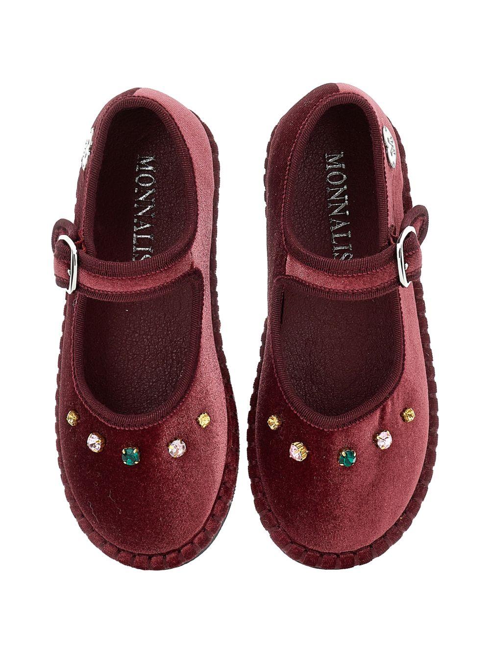 Ballerine per bambina Monnalisa Kids borgogna con decorazioni in cristalli 8CH013 8781 0069 MONNALISA KIDS